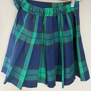 Aerie Class Act plaid Pleated Skirt green blue academia school girl size XXS